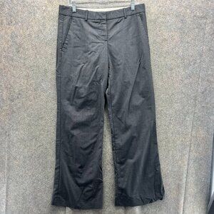 Theory Dress Pants Women 10 Charcoal Gray Wool Blend Straight Leg Modern Fit